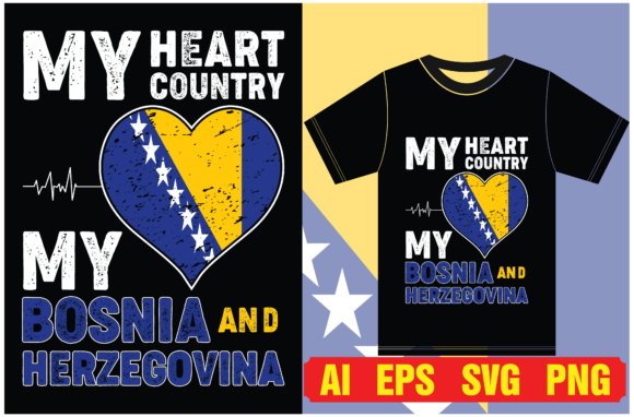 Bosnia Flag T-Shirt Graphics for Designers