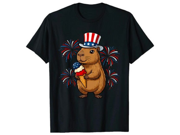 Capybara Ice Cream 4th of July T-Shirt Graphics