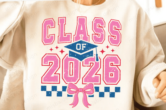 Class of 2026 Coquette Bow PNG SVG: Graphics for T-Shirt Designs