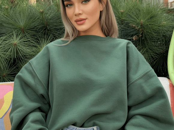 Green Crewneck Mockup Urban Streetwear Graphics