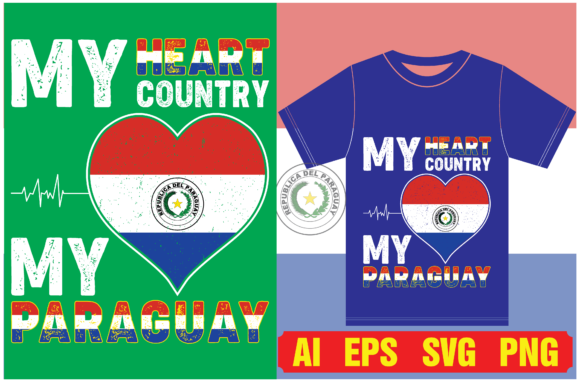 Paraguay Flag Graphics for T-Shirt Designs
